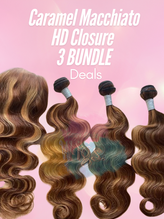 Caramel Macchiato HD Lace Closure ( 3 Bundle) Deals